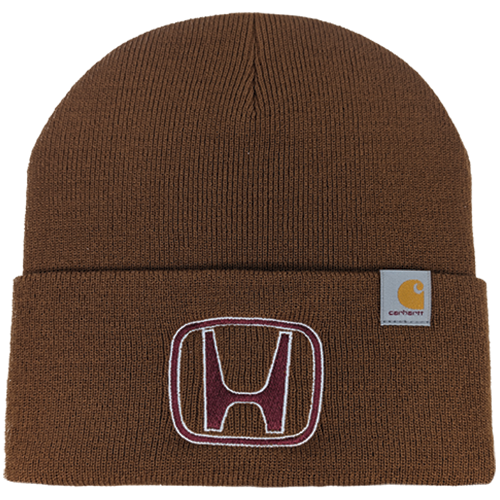 Maroon & White Honda Logo On Brown Carhartt® Watch Cap - OSFM