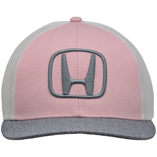 Gray Honda Logo On Pink, White, & Gray Premium Modern Snap-Back Trucker Cap - OSFM