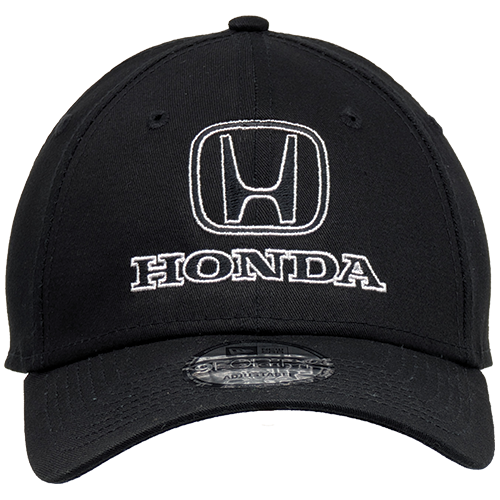 Black & White Honda Logo On Black New Era® Adjustable Structured Velcro-Back Cap - OSFM